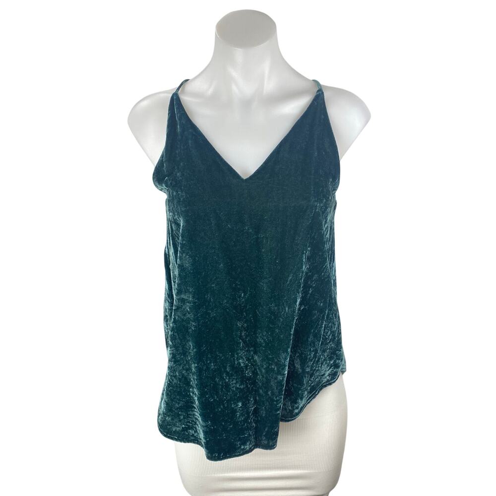 Ann Taylor Loft Green Velvet Velour Sleeveless V Neck Cami Camisole Tank Top XXS
